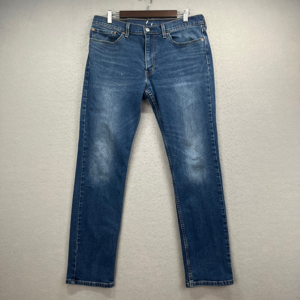 Levis 513 Slim Straight Jeans Mens 34x32 Blue Denim All Seasons Tech Classic